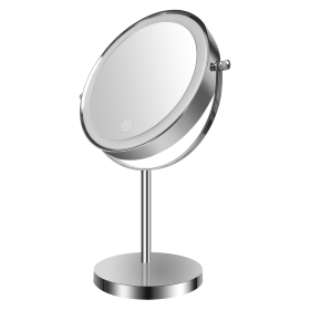 3 Colors Dimmable LED Lighting, 1X/10X Double Sided Magnifying Cosmetic Mirror with Touch Control and T-C Port, 360¬∞Rotation Rechargeable Vanity Mirr