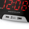 Westclox Large 1.4' Red LED Digital FM Clock Radio 2 USB Charging Port with Fast Charge