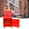 Detachable 5 Drawer Tool Chest with Bottom Cabinet and One Adjustable Shelf--Red