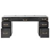 70"Classic and Traditional Executive Desk with Metal Edge Trim ,Writing Desk with 2 file drawers,USB Ports and Outlets,Desk with Hidden Compartment fo