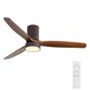 52 Inch Indoor Flush Mount Ceiling Fan with LED Light and Remote Control