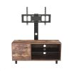 Rustic Brown TV Console with push-to-open Storage Cabinet for TV up to 65in Wood &glass TV Stand for Living Room Bedroom