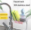 Drain Rack Storage Holder Shelf Kitchen Sink Faucet Sponge Soap Cloth Rack Mount