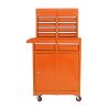 Detachable 5 Drawer Tool Chest with Bottom Cabinet and One Adjustable Shelf--Orange