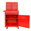 Detachable 5 Drawer Tool Chest with Bottom Cabinet and One Adjustable Shelf--Red