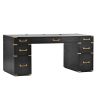 70"Classic and Traditional Executive Desk with Metal Edge Trim ,Writing Desk with 2 file drawers,USB Ports and Outlets,Desk with Hidden Compartment fo