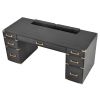 70"Classic and Traditional Executive Desk with Metal Edge Trim ,Writing Desk with 2 file drawers,USB Ports and Outlets,Desk with Hidden Compartment fo