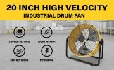 Simple Deluxe 20 Inch Heavy Duty Metal Industrial Drum Fan, 3 Speed Floor Fan for Warehouse, Workshop, Factory and Basement - High Velocity, Yellow