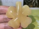 2inches Natural Yellow calcite quartz crystal hand carved Four-leaf clover specimens crystal gifts 1x