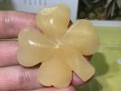 2inches Natural Yellow calcite quartz crystal hand carved Four-leaf clover specimens crystal gifts 1x