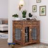 Furniture Style Dog Crate End Table with Drawer, Pet Kennels with Double Doors, Dog House Indoor Use. Rustic Brown, 29.92'' W x 24.8'' D x 30.71'' H.