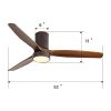 52 Inch Indoor Flush Mount Ceiling Fan with LED Light and Remote Control