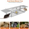 Dual Door Rat Trap Cage Humane Live Rodent Dense Mesh Trap Cage Zinc Electroplating Mice Mouse Control Bait Catch with 2 Detachable U Shaped Rod