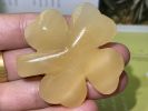 2inches Natural Yellow calcite quartz crystal hand carved Four-leaf clover specimens crystal gifts 1x