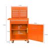 Detachable 5 Drawer Tool Chest with Bottom Cabinet and One Adjustable Shelf--Orange