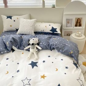 Four Piece Set Of Pure Cotton Bedding (Option: Starry Night-1.8m bed sheet style)