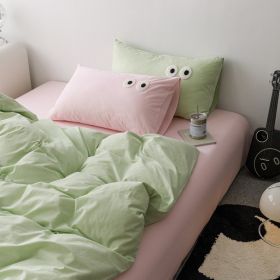 Big Eyes All Cotton Washed Cotton Bed Fittings (Option: Candy Green Powder-120cm Bed Sheet)