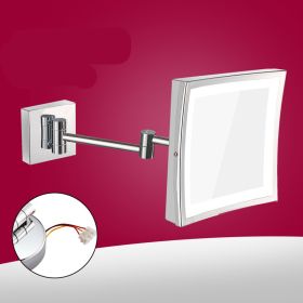 Bathroom Mirror Lamp Bathroom Stainless Steel Folding Mirror (Option: Open switch-Ancient black 200X200MM)