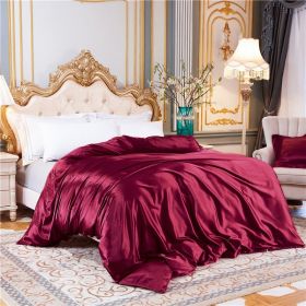 Summer Bare Sleeping Ice Silk Quilt Cover Summer (Option: Wine Red-Four Pieces 150x200cm)