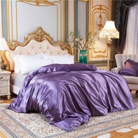 Summer Bare Sleeping Ice Silk Quilt Cover Summer (Option: Elegant Purple-Four Pieces 150x200cm)