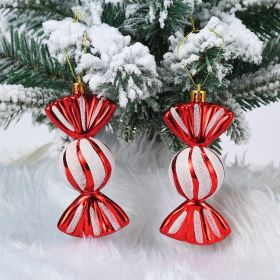 Christmas Decoration Plastic Christmas Stockings Crutch Pendant (Option: Round Striped Candypair)