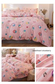 Korean Style Pure Cotton Bedding Set Of Four Pieces (Option: Sweetheart Strawberry-1.2m bed sheet style)