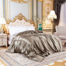 Summer Bare Sleeping Ice Silk Quilt Cover Summer (Option: Champagne Gold-Four Pieces 150x200cm)