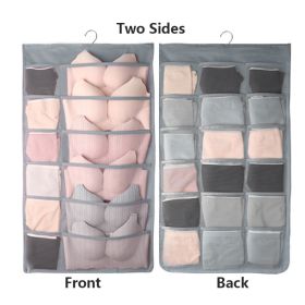 1pc Panty Underwear Storage Bag, Hanging Bag, Wall Hanging Double Sided Hanging Bra Bag (Color: Gray [12 Grids + 18 Grids])