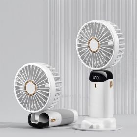 Portable Fan, Handheld Fan Personal Mini Fan 4200mAh Rechargeable With 5 Speeds, Battery Operated Mini Fan With LED Display, 11-21Hs Desk Fan Working (Color: White)