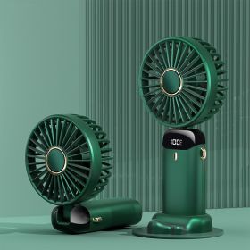 Portable Fan, Handheld Fan Personal Mini Fan 4200mAh Rechargeable With 5 Speeds, Battery Operated Mini Fan With LED Display, 11-21Hs Desk Fan Working (Color: Green)