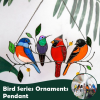 Metal Stained Bird Panel Glass Window Hanging Wall Decor Parrot Birds Art Pendant Wind Chimes Bird Ornaments Home Ornaments