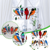 Metal Stained Bird Panel Glass Window Hanging Wall Decor Parrot Birds Art Pendant Wind Chimes Bird Ornaments Home Ornaments