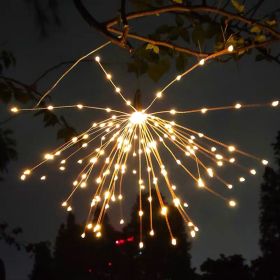 1pc; Solar Explosion Fireworks Lamp; 120LED; Suitable For Christmas Decoration; Courtyard Layout; And Atmosphere Night Light (Color: Warm White, size: Solar Fireworks Lights 120LEDs)