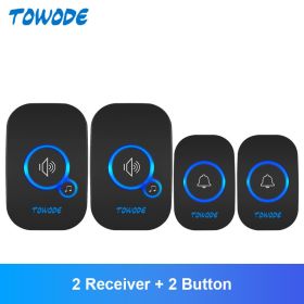 Home Wireless Doorbell 433Mhz Welcome Friend Smart Doorbell 150Meters Long Distance 32 Songs 4 Level Volumes Door Chimes (Plug Type: US plug, Color: Black Color Kit 4)