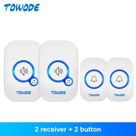 Home Wireless Doorbell 433Mhz Welcome Friend Smart Doorbell 150Meters Long Distance 32 Songs 4 Level Volumes Door Chimes (Plug Type: US plug, Color: White Color Kit 4)