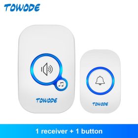 Home Wireless Doorbell 433Mhz Welcome Friend Smart Doorbell 150Meters Long Distance 32 Songs 4 Level Volumes Door Chimes (Plug Type: US plug, Color: White Color Kit 1)