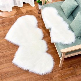 1pc Soft and Fluffy Heart Shaped Faux Sheepskin Rug for Girls Bedroom and Home Decor (Color: White, size: 13.78*27.56inch)