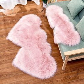 1pc Soft and Fluffy Heart Shaped Faux Sheepskin Rug for Girls Bedroom and Home Decor (Color: Pink, size: 23.62*47.24inch)