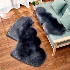 1pc Soft and Fluffy Heart Shaped Faux Sheepskin Rug for Girls Bedroom and Home Decor (Color: Dark Grey, size: 23.62*47.24inch)