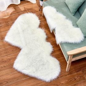 1pc Soft and Fluffy Heart Shaped Faux Sheepskin Rug for Girls Bedroom and Home Decor (Color: White Gray Tip, size: 23.62*47.24inch)