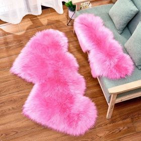 1pc Soft and Fluffy Heart Shaped Faux Sheepskin Rug for Girls Bedroom and Home Decor (Color: Rose Red, size: 23.62*47.24inch)