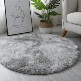 1pc, Non-Slip Plush Round Area Rug for Living Room and Kitchen - Soft and Durable Indoor Floor Mat for Home and Room Decor - 23.62 x 23.62 (Color: Tie-dye Light Gray, size: Diameter 23.62inch)