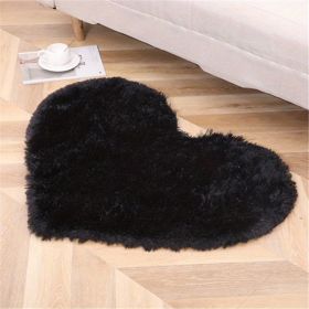 1pc, Plush Heart Shape Rug for Valentine's Day, Wedding Anniversary, and Home Decor - Soft PV Velvet Carpet for Living Room, Bedroom, and Bathroom (Color: Black, size: 27.56*31.5inch)