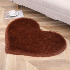 1pc, Plush Heart Shape Rug for Valentine's Day, Wedding Anniversary, and Home Decor - Soft PV Velvet Carpet for Living Room, Bedroom, and Bathroom (Color: Coffee, size: 27.56*31.5inch)