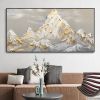 Hand Painted Oil Painting White Snow Mountain Art On Canvas Gold Leaf Texture Painting Abstract Landscape Oil Painting Wabi Sabi Wall Art Minimalism S