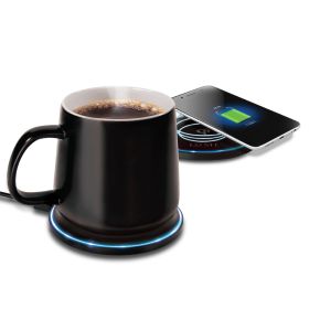 Lomi Heated Mug With Wireless Charger (Color: Black)