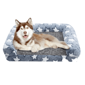 Ultra comfy Dog Bed with Thickened Cushion (Color: Grey star)