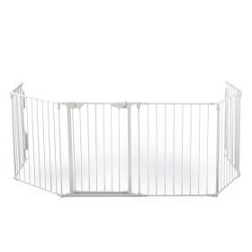 Metal Baby Playpen Fireplace Safety Fence;  Extra Wide Barrier Gate for Indoor Baby/Pet /Christmas Tree XH (Color: white-6 pieces)