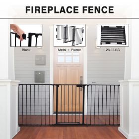 Metal Baby Playpen Fireplace Safety Fence;  Extra Wide Barrier Gate for Indoor Baby/Pet /Christmas Tree XH (Color: black-5 pieces)