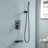 12-Inch 3-Spray Shower System With Square Wall Mounted Adjustable Shower Head And Handheld Shower With Hose